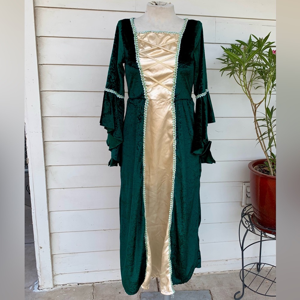 Vintage renaissance Fairy Medieval Halloween Costume Goth Velvet Witch Fairy S